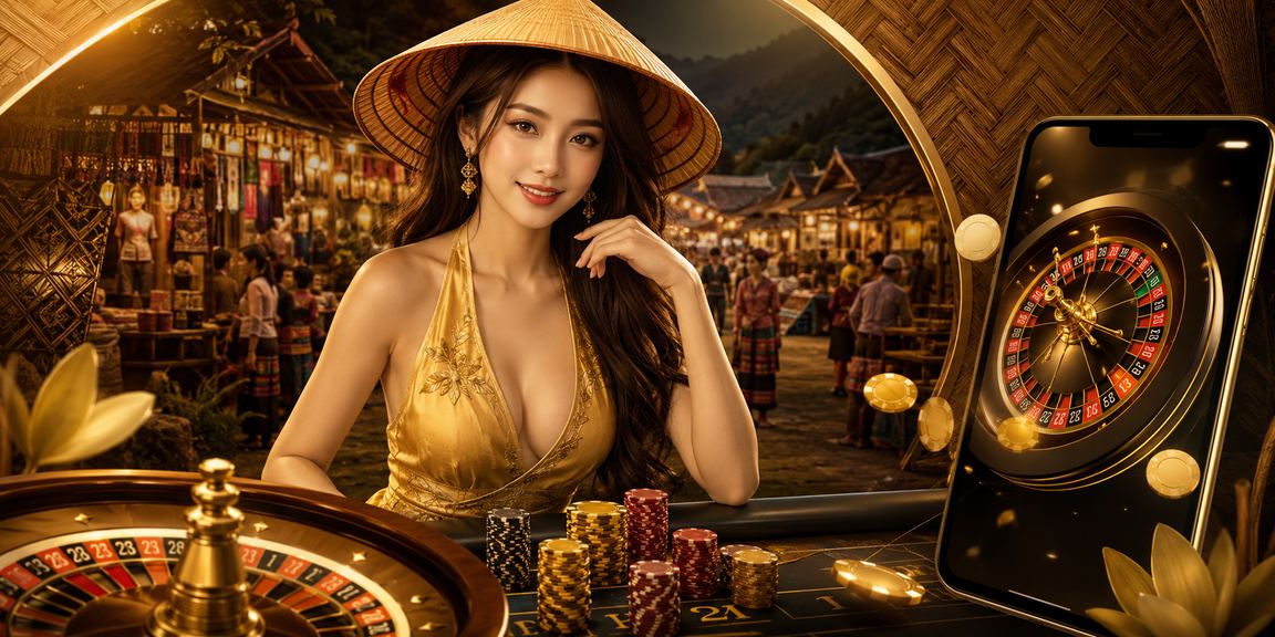 Người chơi trải nghiệm app Casino Android với ánh sáng neon tại Sapa